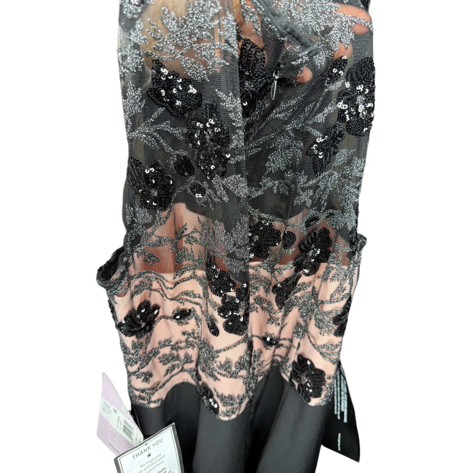 Js Collections Jumpsuit Black Blush Sequin Lace Wide Leg Women's Size 8 New — image 5 of 8